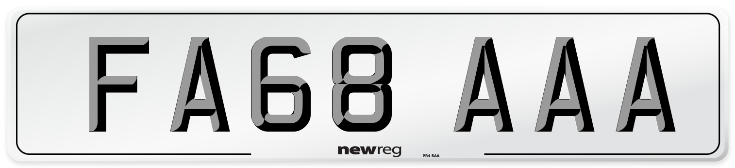 FA68 AAA Number Plate from New Reg